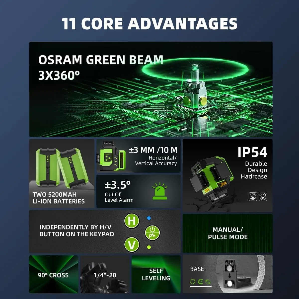Advanced Huepar LS03CG Green Laser Level for Precision and Efficiency