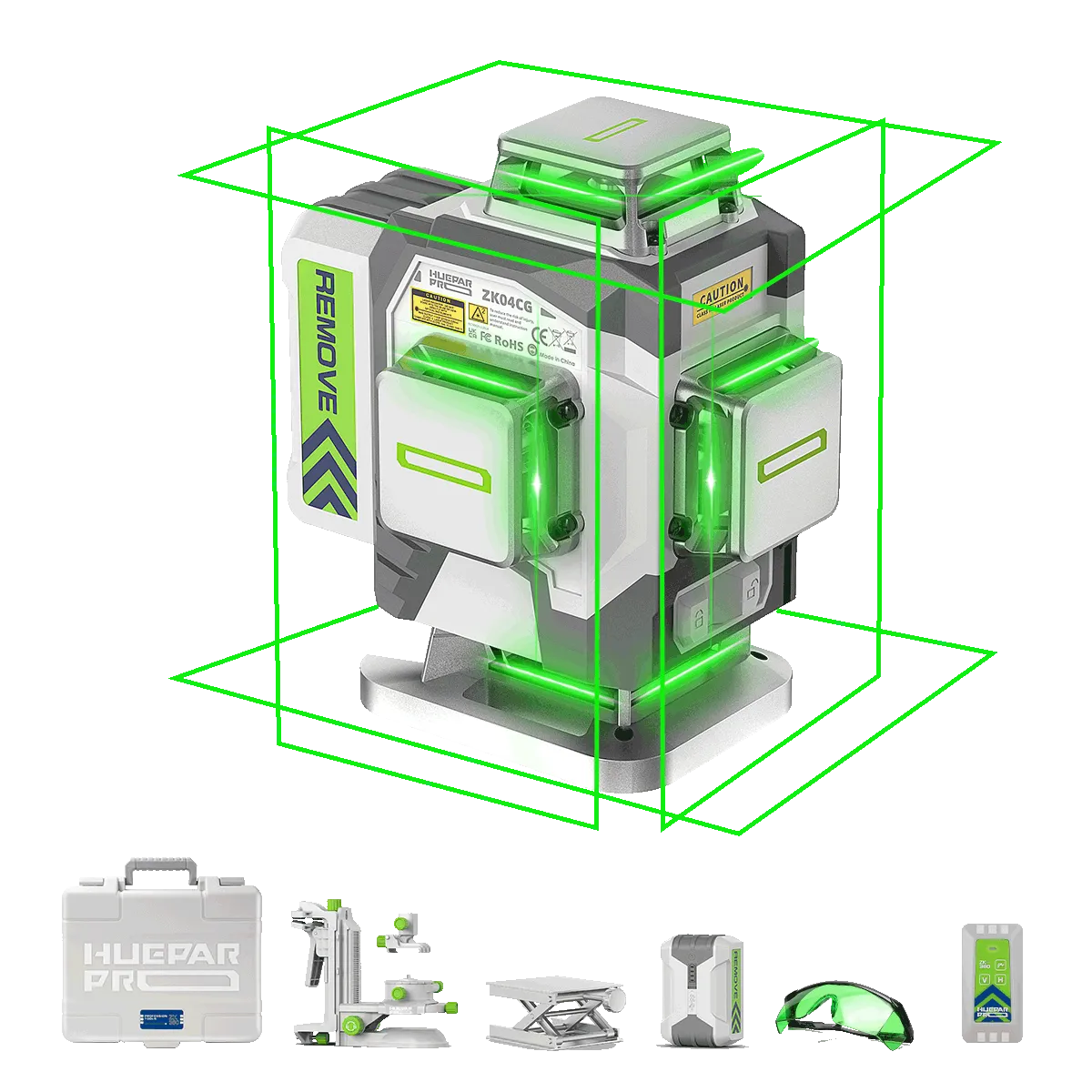 Huepar Pro ZK04CG High-Precision Green Laser Level Tool