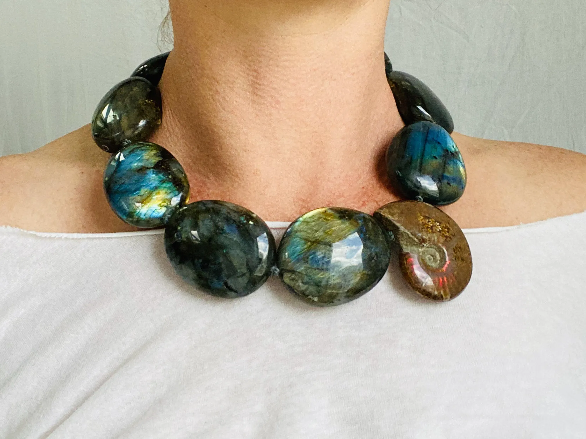 Labradorite & Ammonite Necklace.