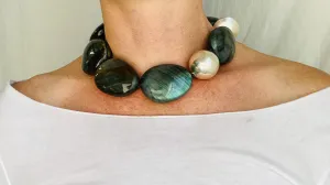 Labradorite & Silver Necklace. Sterling Silver.