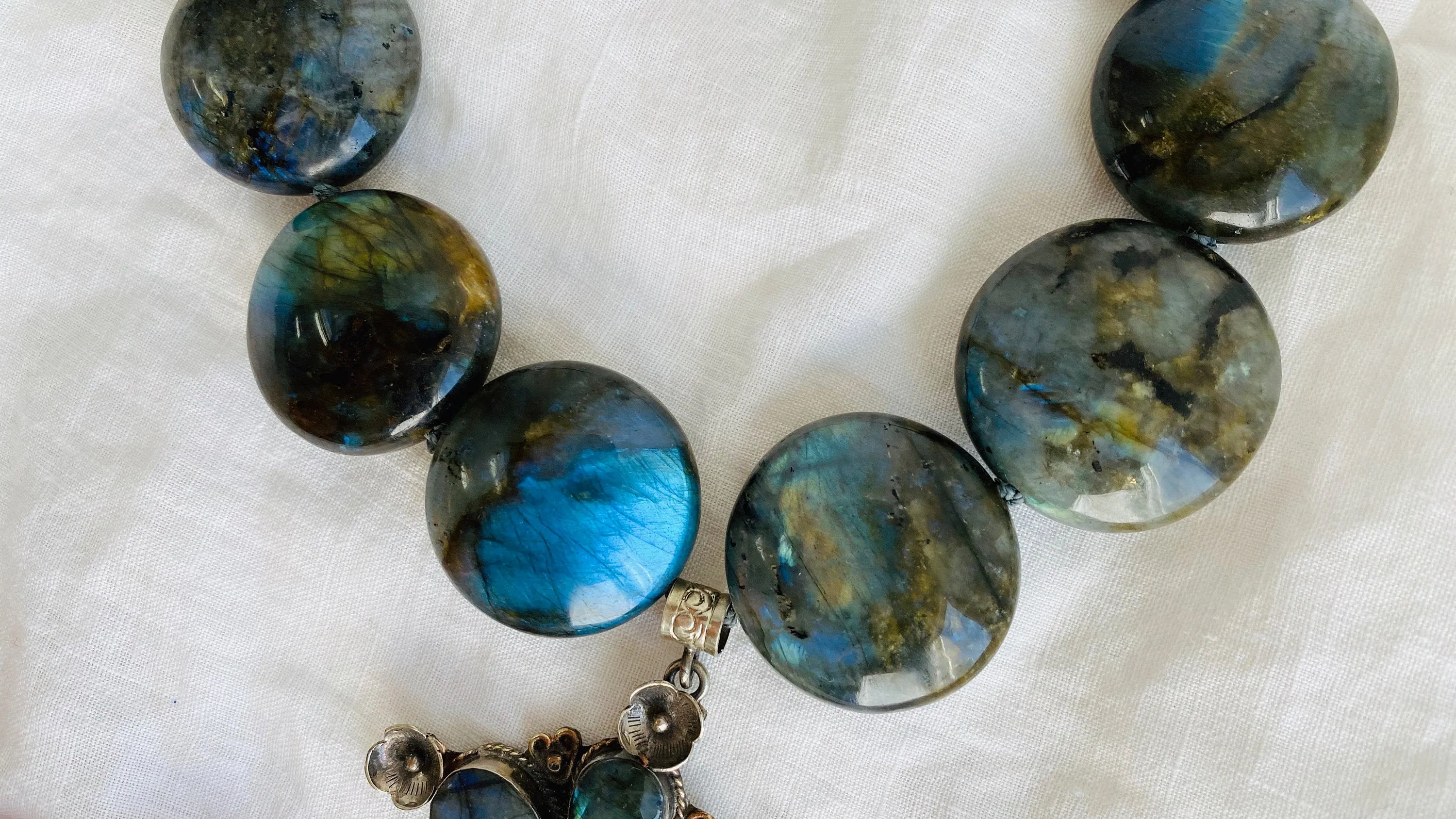 Labradorite Necklace. Tibetan Cross