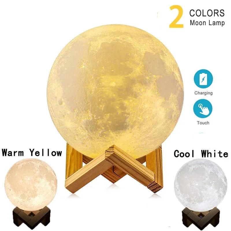 LED Rechargeable 3D Print Moon Touch Lamp