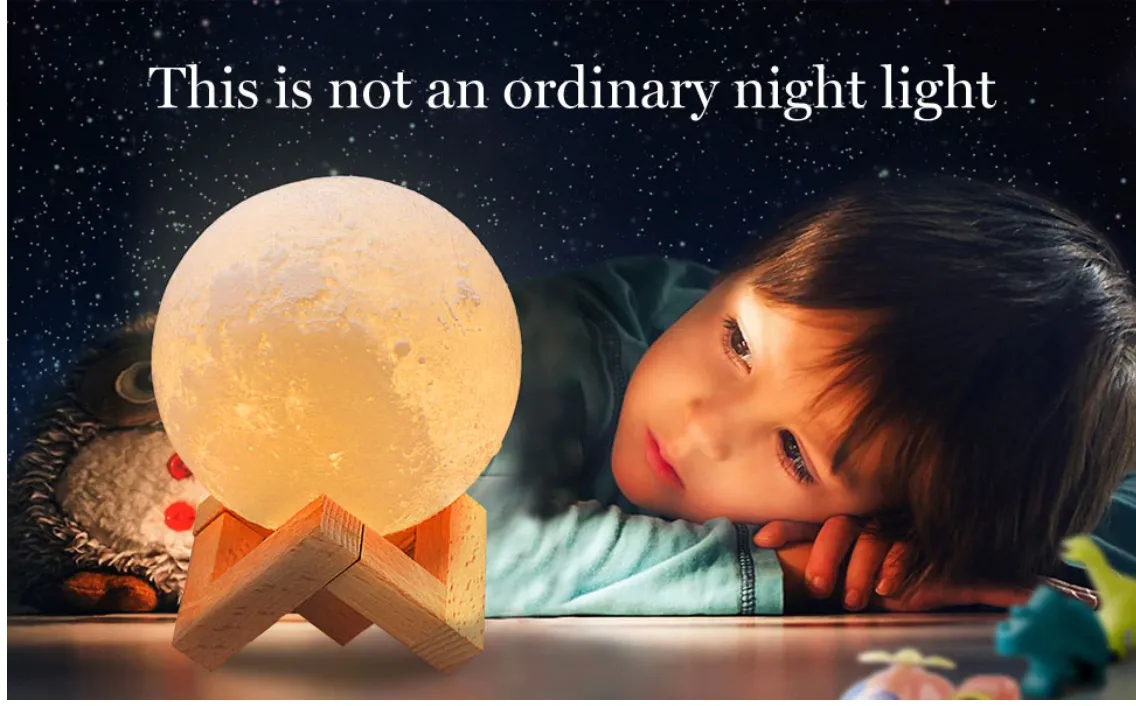 LED Rechargeable 3D Print Moon Touch Lamp