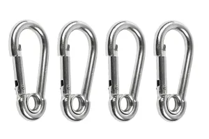 Marine City 316 Stainless-Steel 2-3/4” Carabiners/Clip Snap Hook with Ring for Climbing, Fishing, Hiking (4pcs)