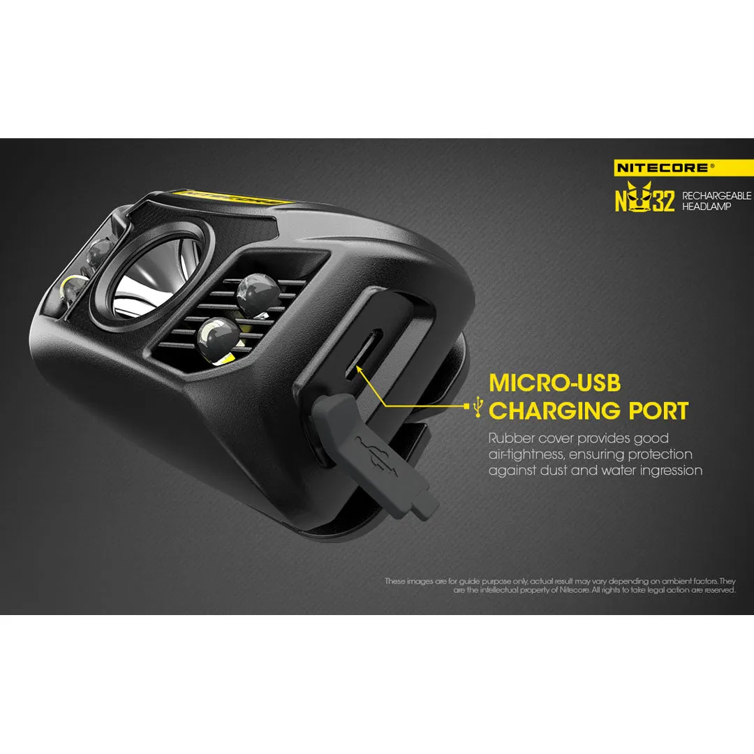NITECORE NU32 550 Lumen LED Rechargeable Headlamp with White and Red Beams