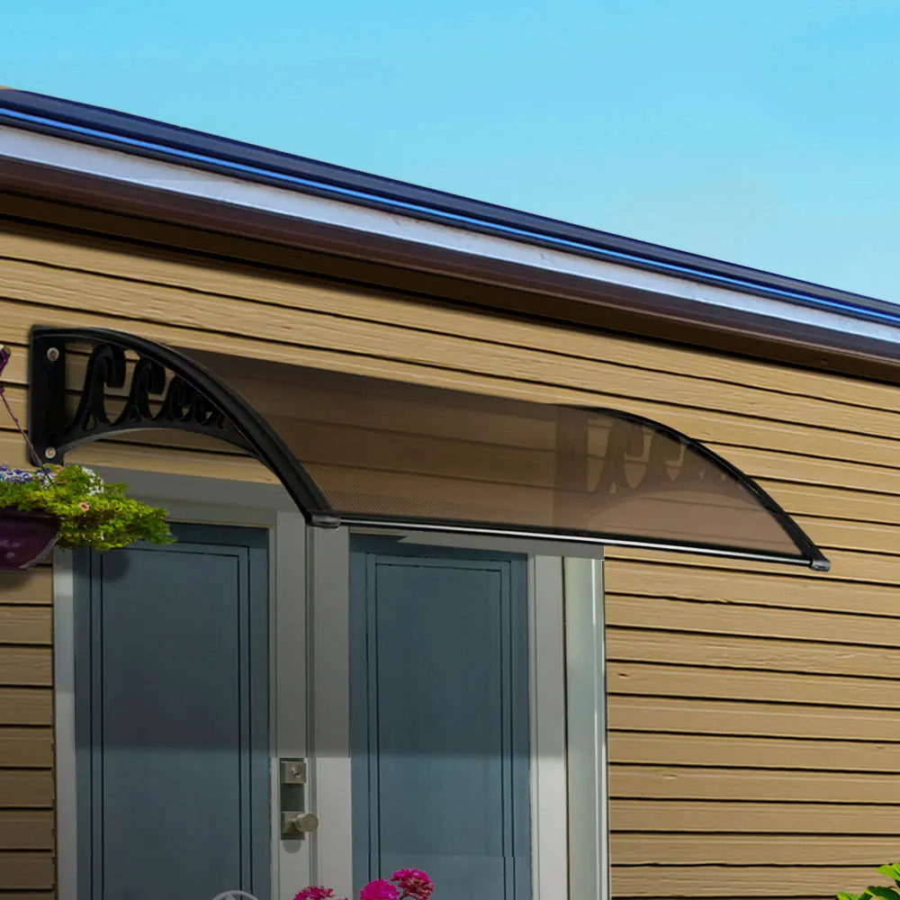 Outdoor DIY Door Window Awning French Style Cafe Canopy Sun Shield Rain Cover Brown 1 x 3m