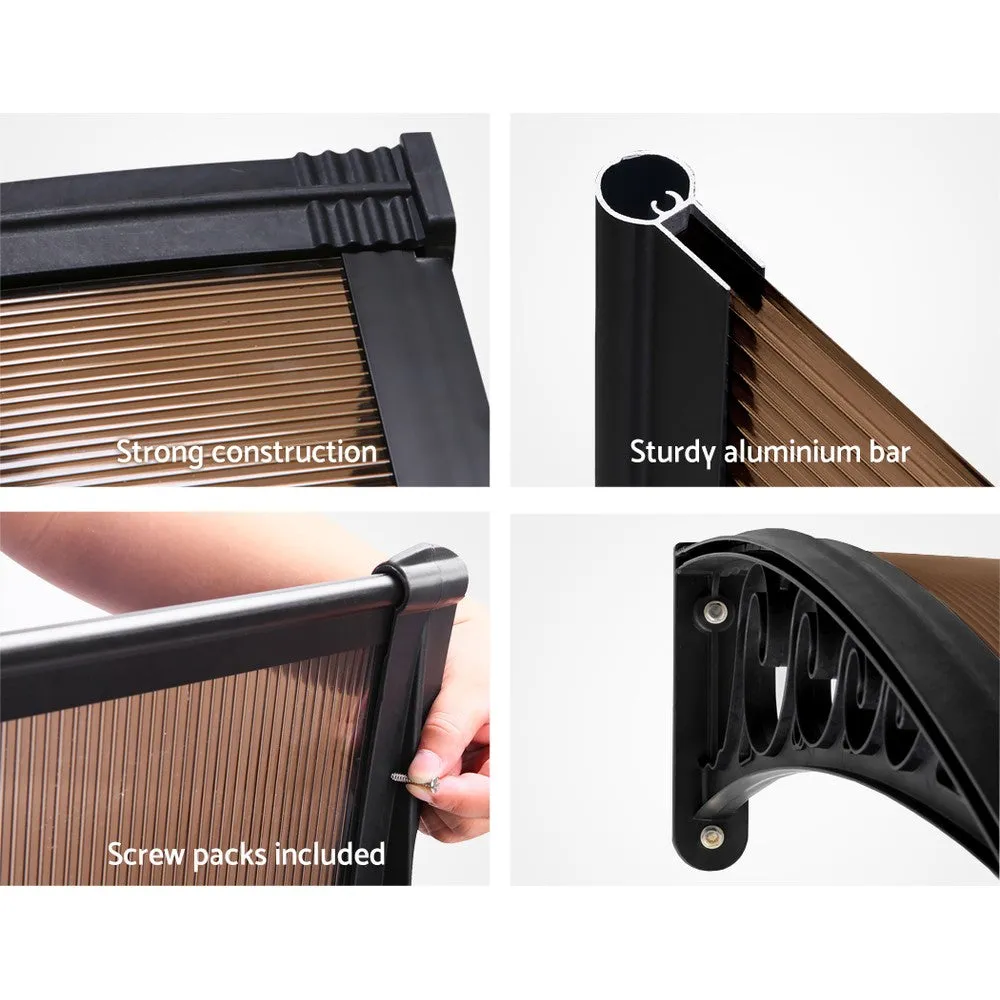 Outdoor DIY Door Window Awning French Style Cafe Canopy Sun Shield Rain Cover Brown 1 x 3m