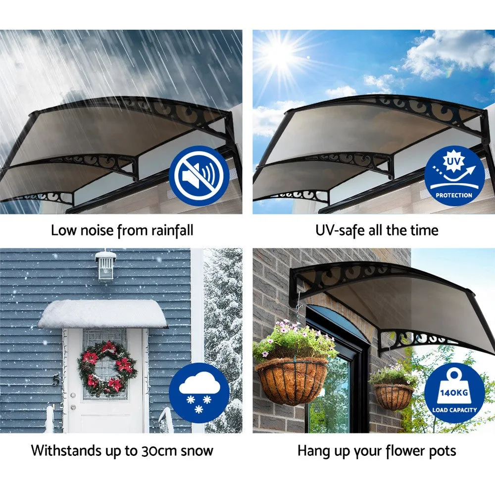 Outdoor DIY Door Window Awning French Style Cafe Canopy Sun Shield Rain Cover Brown 1 x 6m