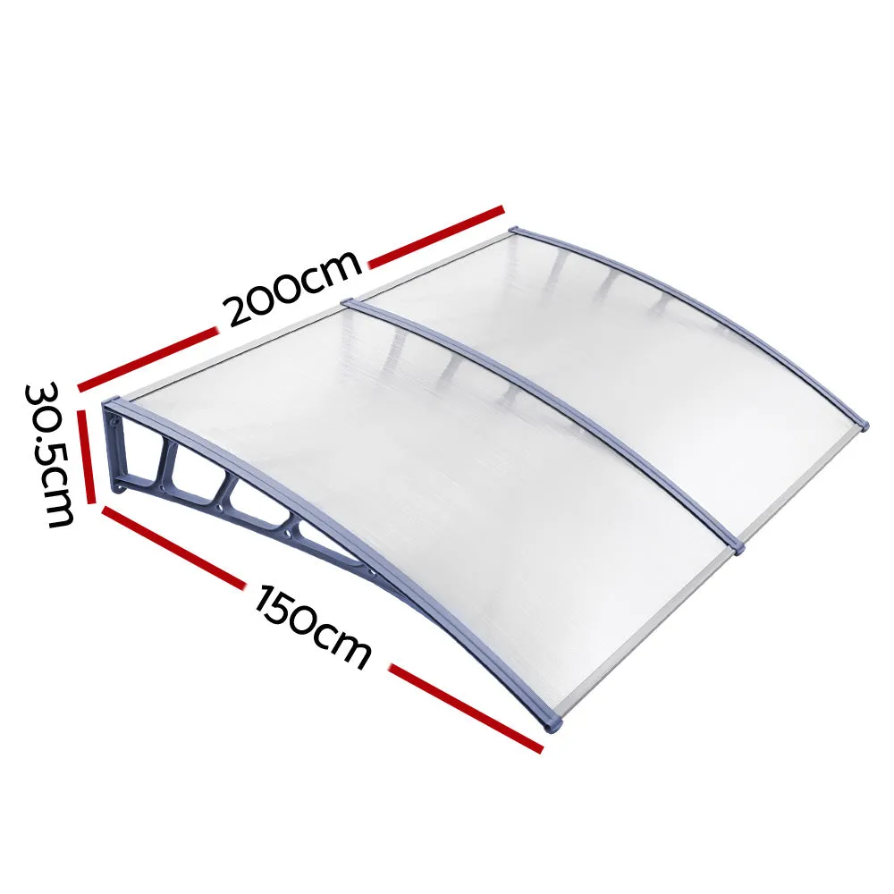 Outdoor DIY Door Window Awning French Style Cafe Canopy Sun Shield Rain Cover Grey 1.5mx2m