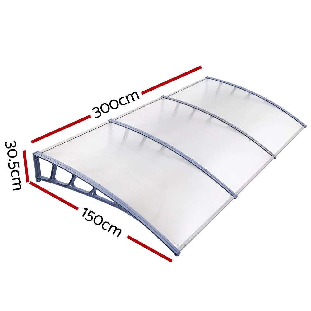 Outdoor DIY Door Window Awning French Style Cafe Canopy Sun Shield Rain Cover Grey 1.5mx3m