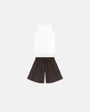 Pack Basics Tank Top V3 White & Basics Synthetic Cargo Short Brown