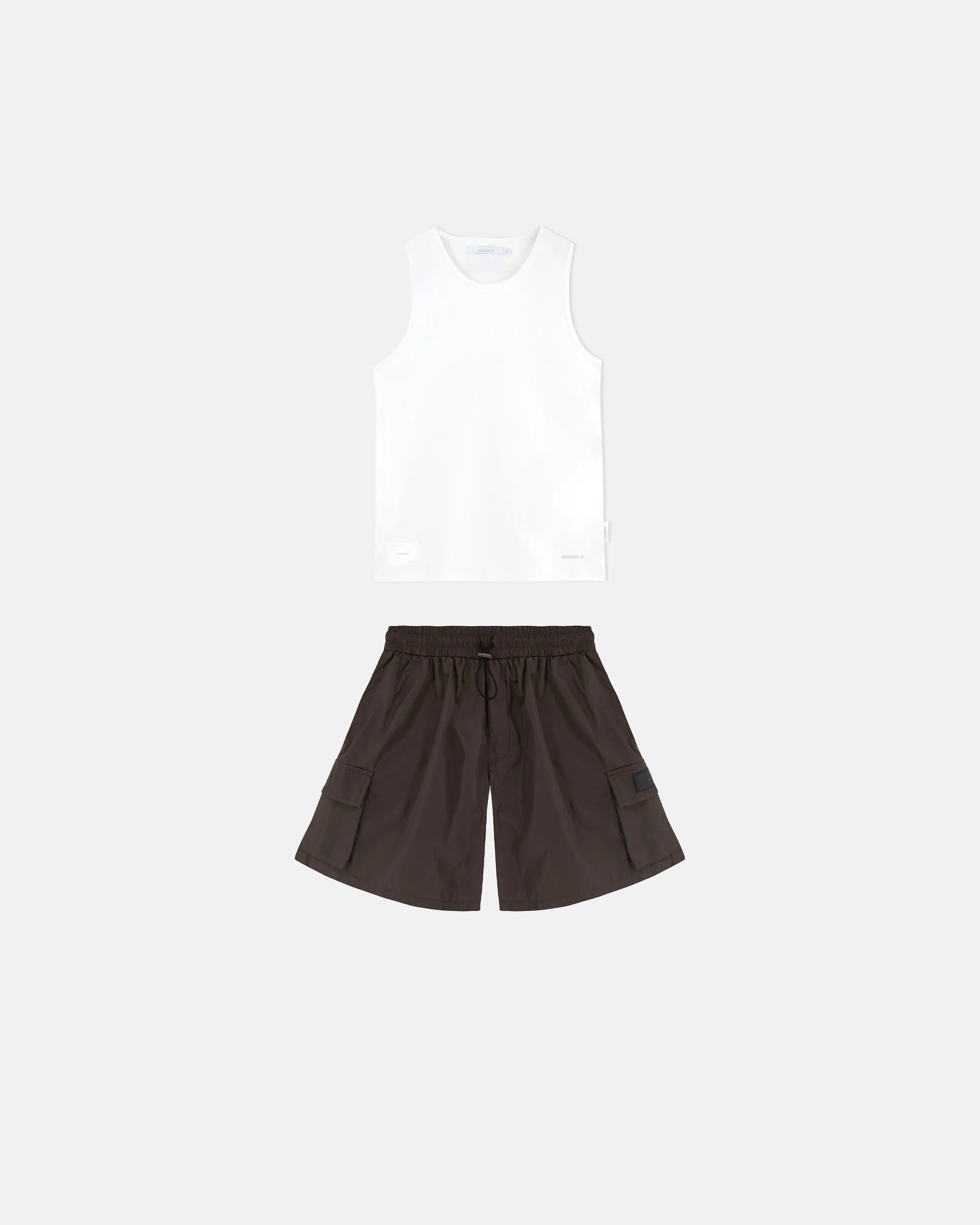 Pack Basics Tank Top V3 White & Basics Synthetic Cargo Short Brown