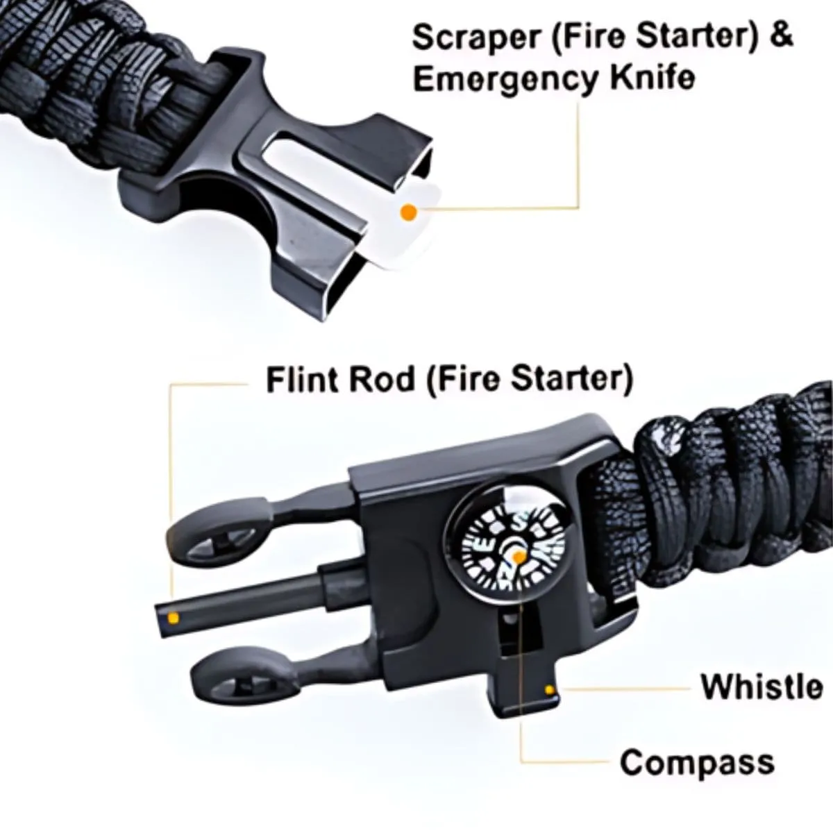 Paracord Multi-functional 5 in 1 Survival Bracelet - Orange