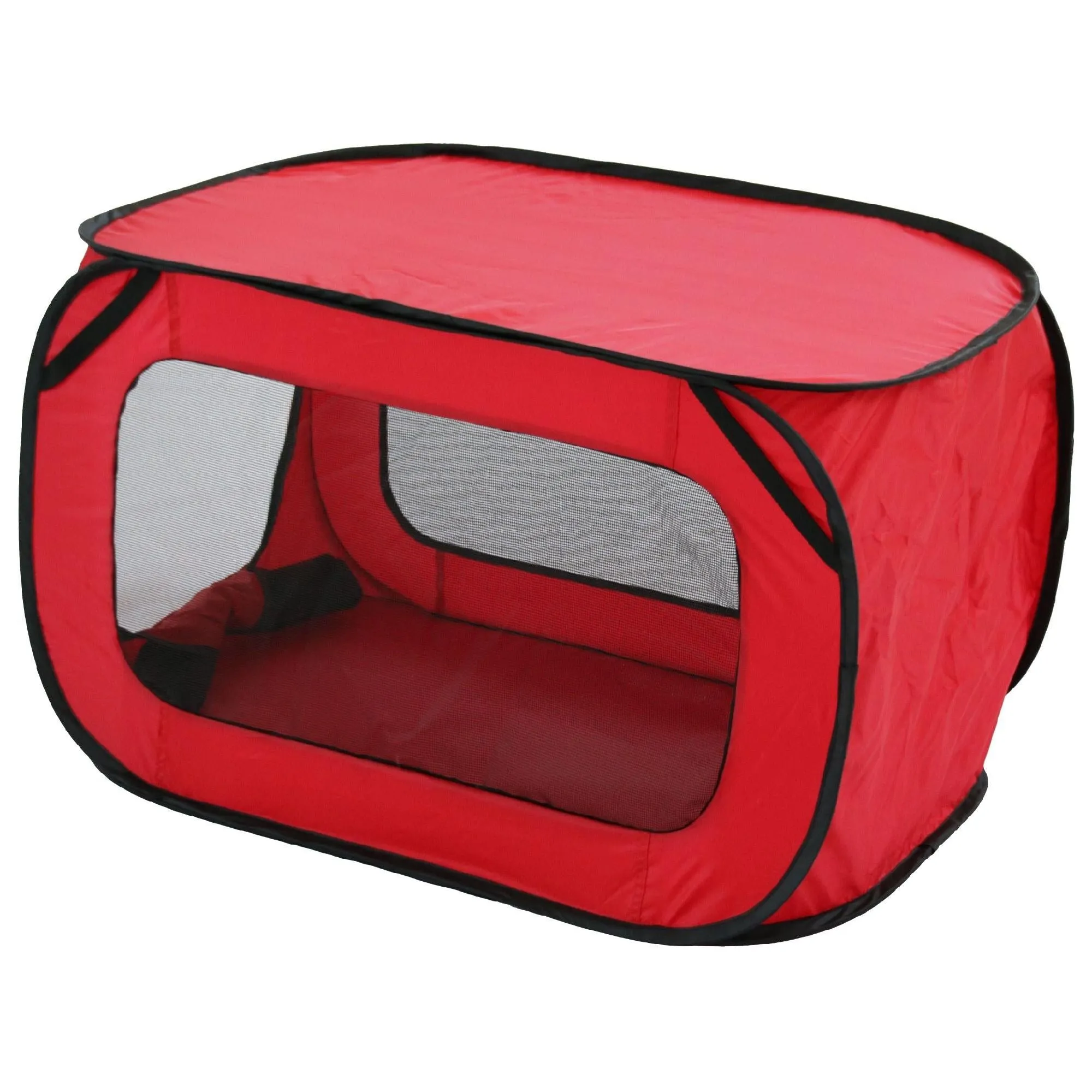 Rectangular outdoor tent with bottle holder.