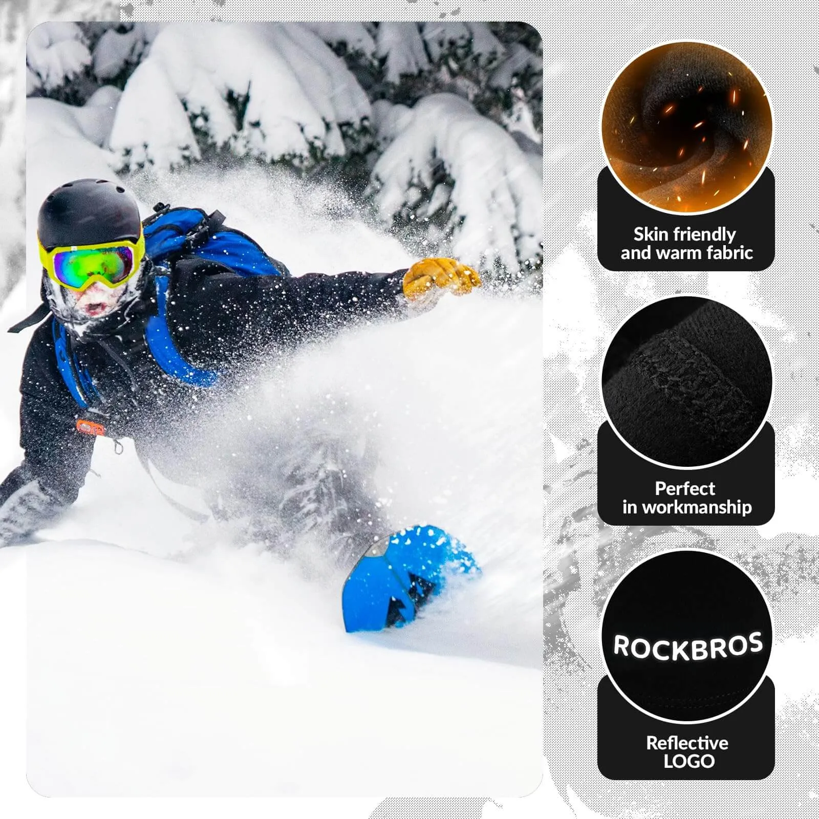ROCKBROS Kids Balaclava Warm Face Mask for Girls Boys Outdoor Sports