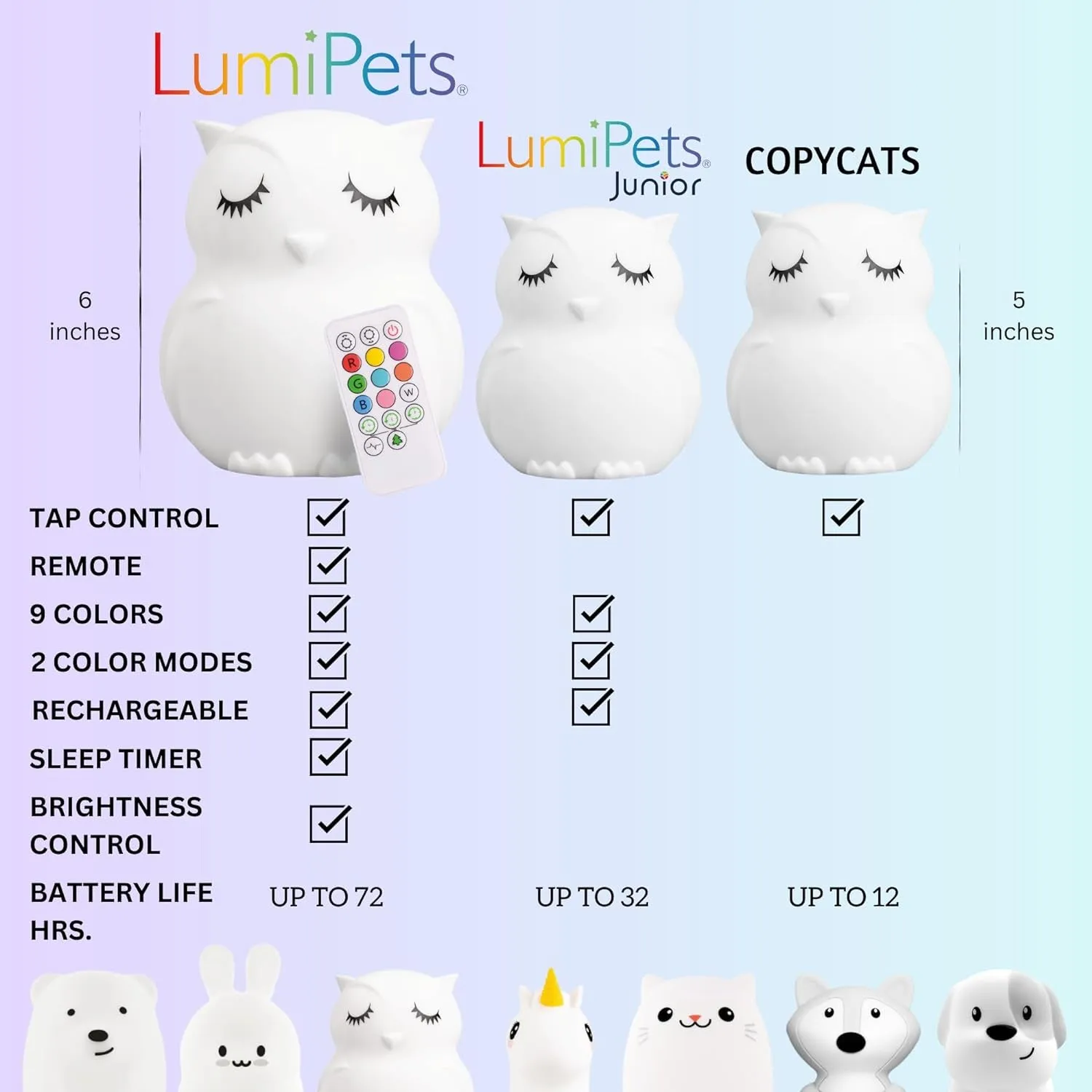 Silicone Night Light for Kids, Bear - 9 Soft Colors, Remote Sleep Timer - Rechargeable, Battery-Operated Light for Toddler, Baby, Girls, Boys - Bedroom, Nursery