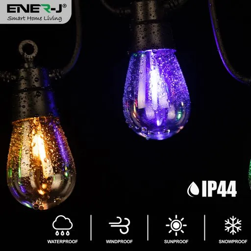 Solar RGB Meteor Show String Lights for festive season, 10 Meters 10 Lamps, IP44