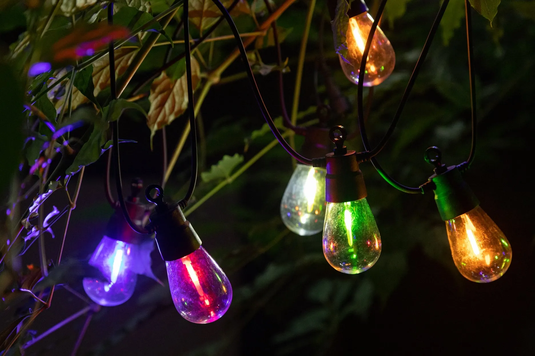 Solar RGB Meteor Show String Lights for festive season, 10 Meters 10 Lamps, IP44