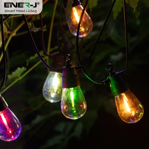 Solar RGB Meteor Show String Lights for festive season, 10 Meters 10 Lamps, IP44