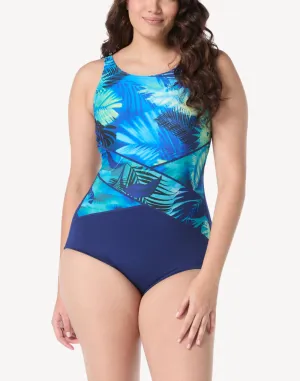 Tropic Oasis High Neck Polyester C Cup One Piece Swimsuit
