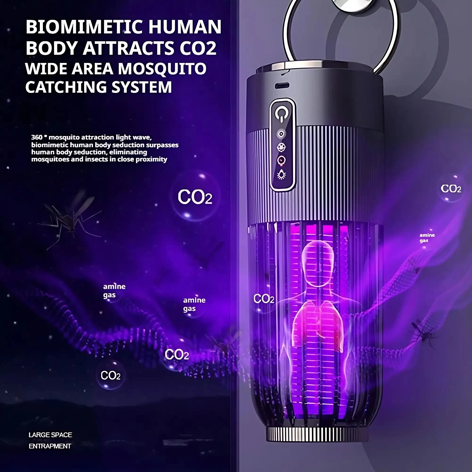 Upgraded LED UV Mosquito Insect Trap - Solar Electric Fly Zapper for Yard/Camping/Home